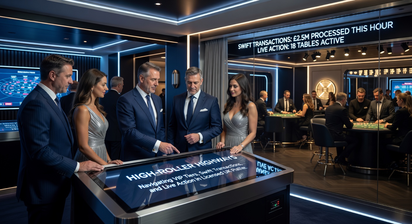 Dynamic illustration of lightning-fast transaction streams in a high-tech casino environment, featuring speedometers and secure payment icons