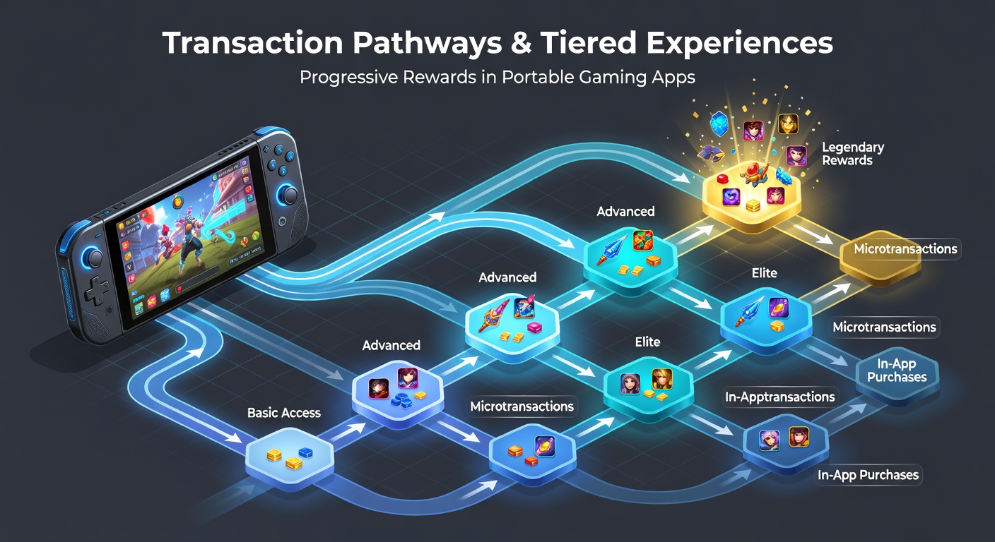 Mobile gaming app interface showing transaction options and reward tiers on a smartphone screen