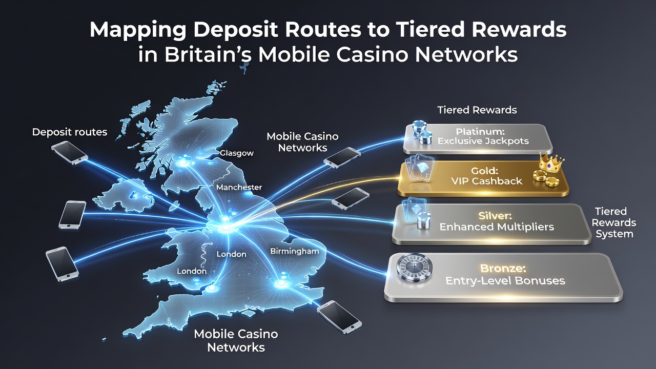 Infographic illustrating tiered reward structures connected to various deposit methods in mobile casinos