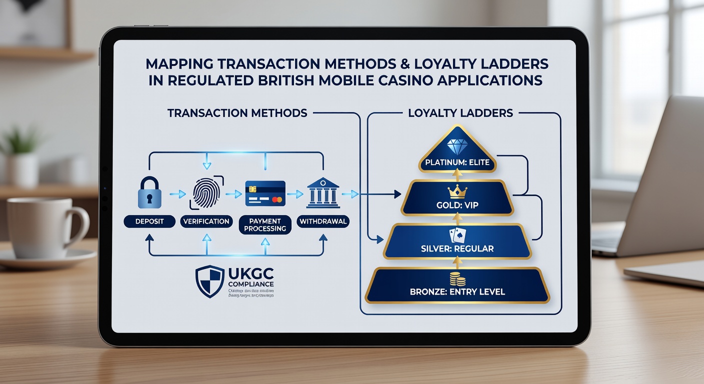Infographic style illustration of loyalty tier progression connected to different payment methods in a mobile app layout