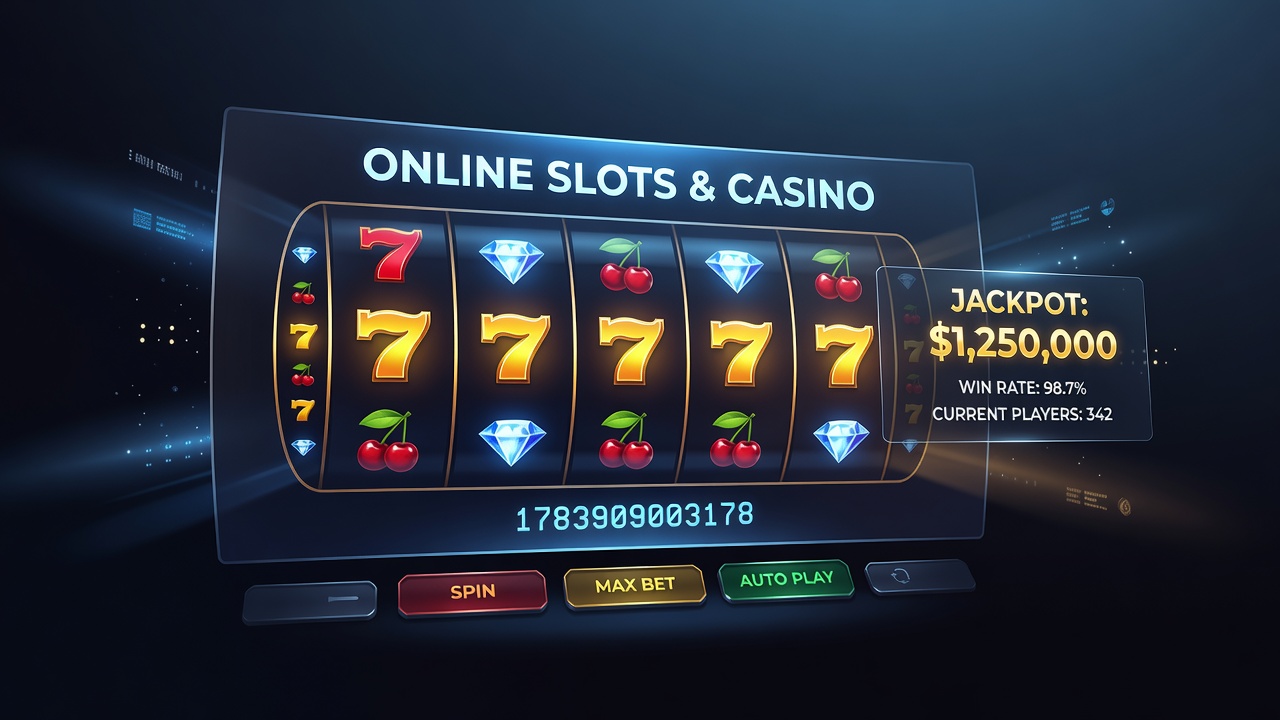 Online slots interface showing various game themes and reel mechanics