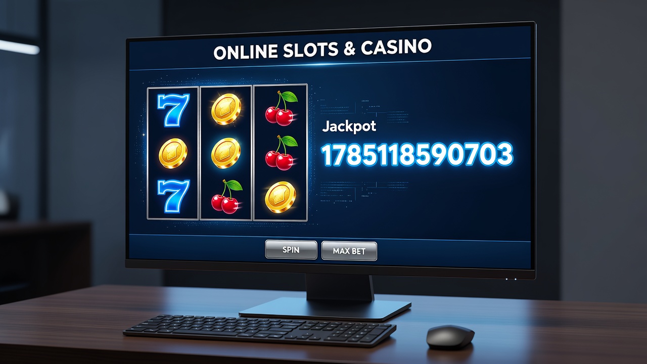 Online slot machines displayed on a digital interface with vibrant reels and casino elements